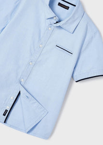 Short Sleeve Button-Up Shirt-Sky Blue