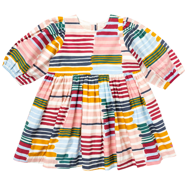 Girls Brooke Dress-Paint Stripe