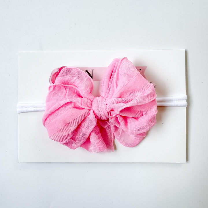 Skinny Mini Ruffled Headband-Bubblegum