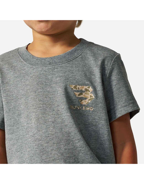 Short Sleeve Tee - Camo Mallard Dog - Heather Grey