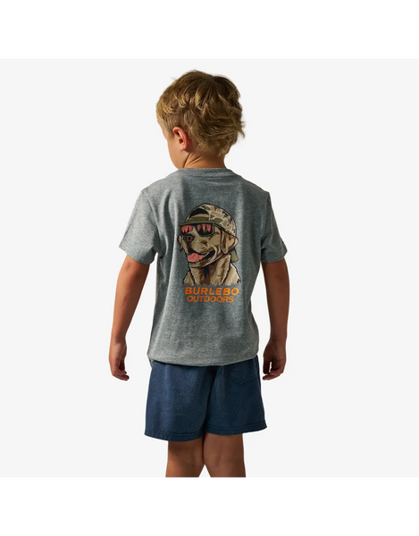 Short Sleeve Tee - Camo Mallard Dog - Heather Grey
