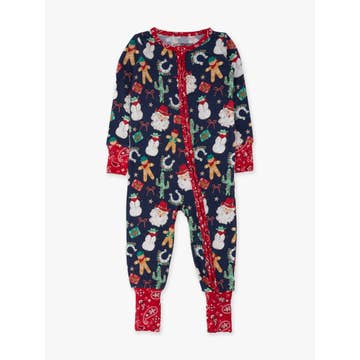 Giddy Up Santa Western Christmas Convertible Footie Pajama