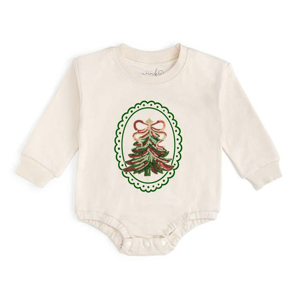 Sequin Christmas Tree Patch Romper
