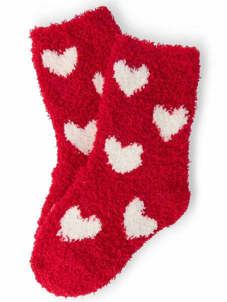 Red/Coconut Heart Cozy Socks
