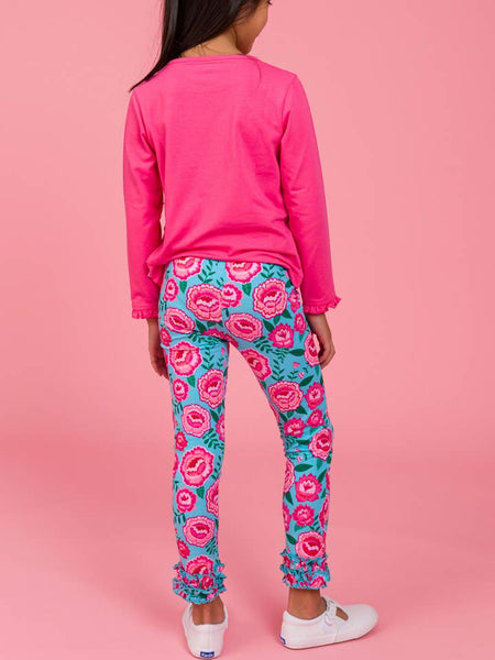 Hot Pink Knit Twirl Dress & Bright Blossom Ruffle Leggings