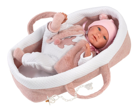 Opal - Articulated Crying Newborn Doll with Carrycot