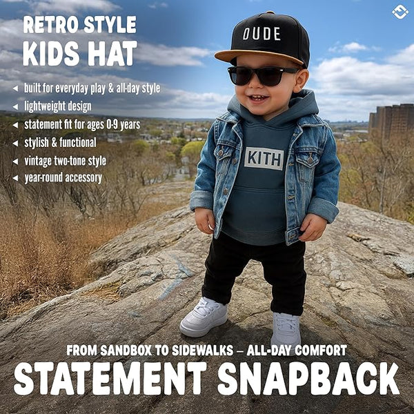 Flat Brim Trucker Hat - Dude - Black/Faux Leather