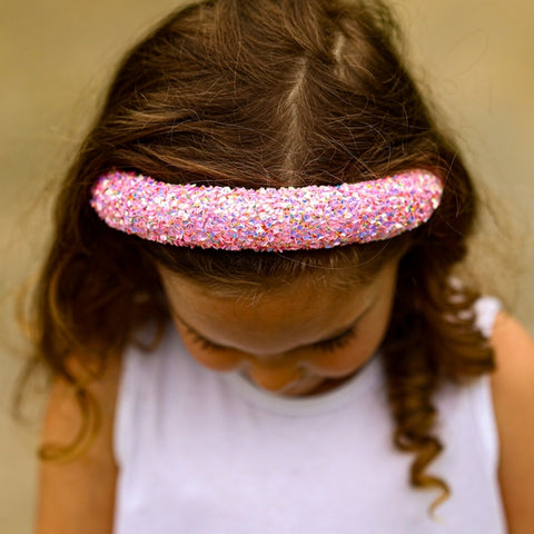Pink Chunky Sequin Padded Headband