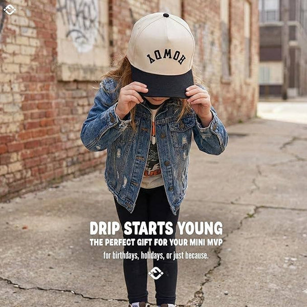 2-Tone Vintage Cap - Howdy (Upside Down) - Black/Beige