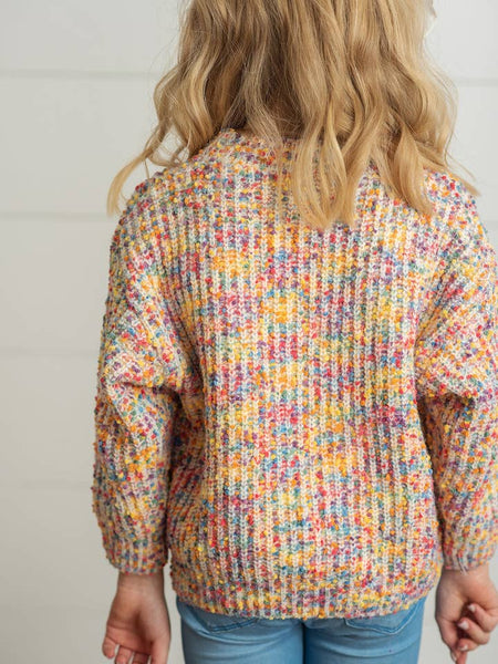 Rainbow Confetti Textured Crew Neck Sweater