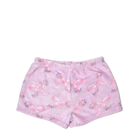 OMG Fleece Printed Cozy Shorts - Orchid Floral Bow