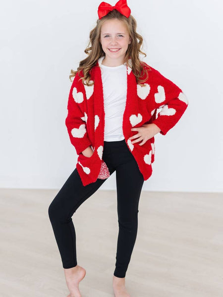 Red/Coconut Heart Cozy Cardigan