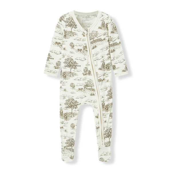 Country Toile Lux Zip Footie