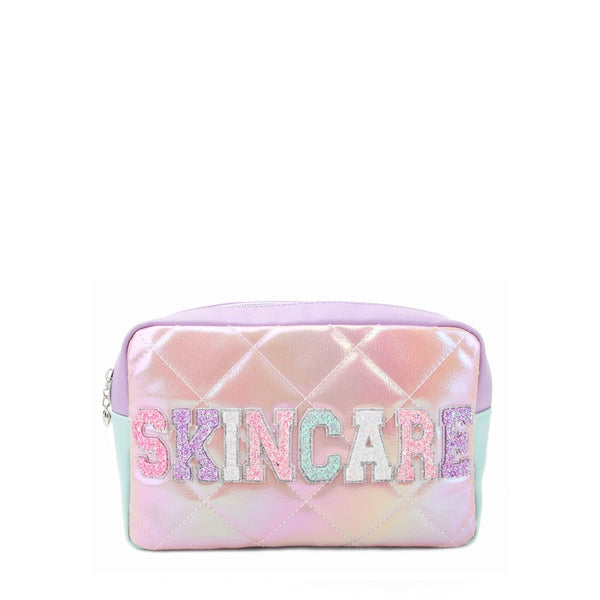 OMG 'Skincare' Metallic Quilted Color Block Pouch