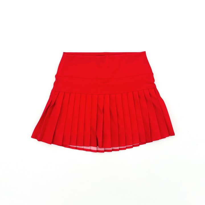 Red Athletic Pleated