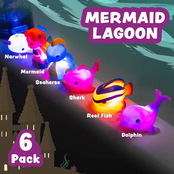 Mermaid Lagoon Light Up Bath Toys - 6 Pack