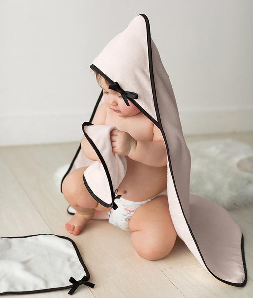 Hooded Towel - Blush with Bow