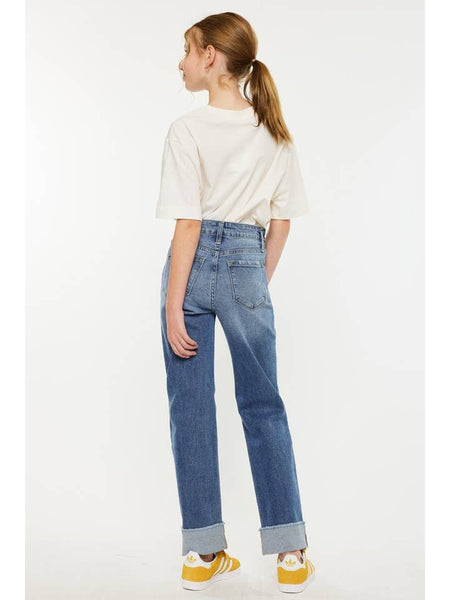 High Rise Straight Jeans - Medium Wash