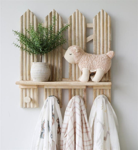 Charlie Farmhouse Wooden Fence Nursery Wall Shelf Decor