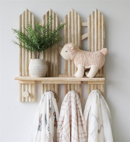 Charlie Farmhouse Wooden Fence Nursery Wall Shelf Decor