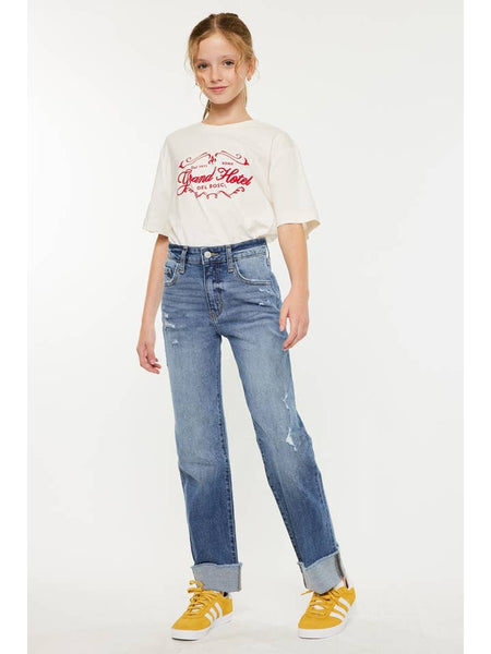 High Rise Straight Jeans - Medium Wash