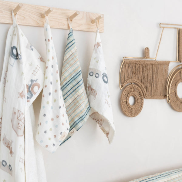 Charlie Farmhouse Tractor Hooded Towel/Wash Cloth