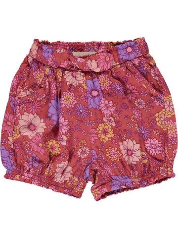 Lucy Shorts-Coral Retro Floral