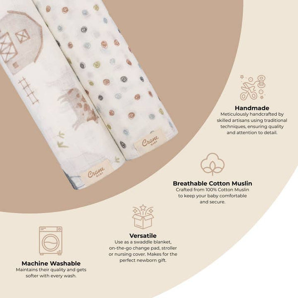 Charlie 2-pc. Farmhouse Tractor/Dot Swaddle Set
