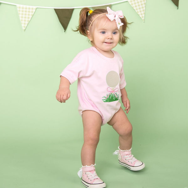 Golf Tee Bow Patch Short Sleeve Romper