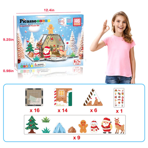 PicassoTiles Gingerbread House Magnetic Tiles