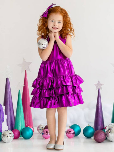 Purple Rockin' Around Ruffled Tiered Dress