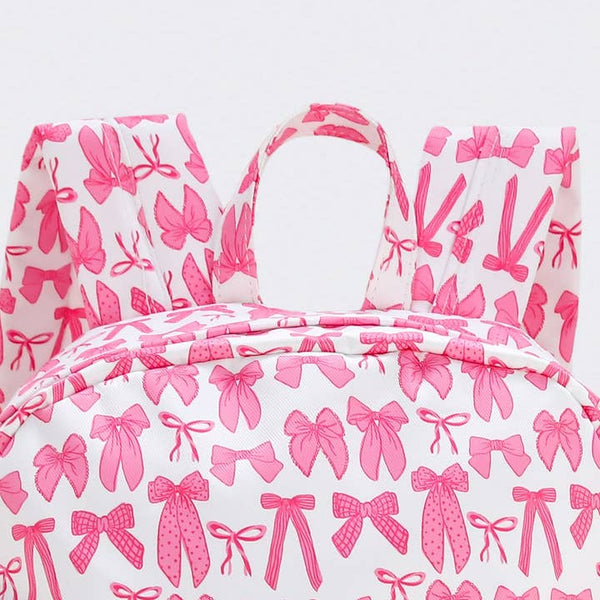 SK Bow Print Girls Canvas Backpack