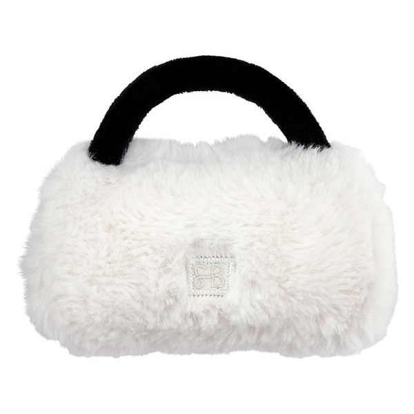 Plush Rattle Purse - White with Bow