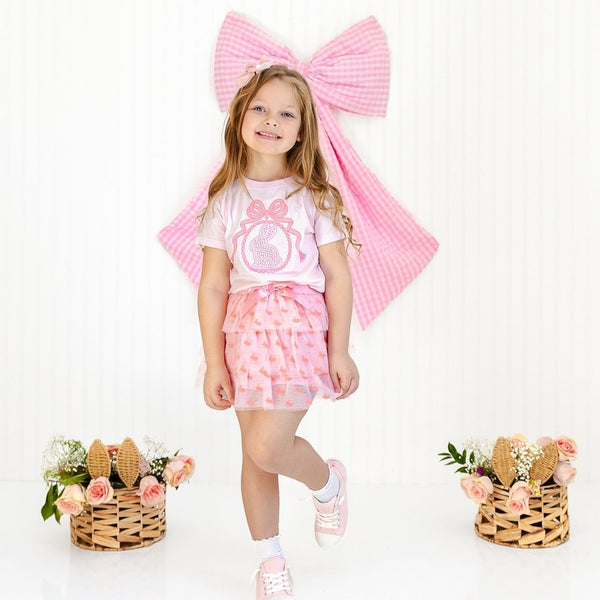 Bunny Locket Pearl Patch Easter Short Sleeve T-Shirt - Ballet