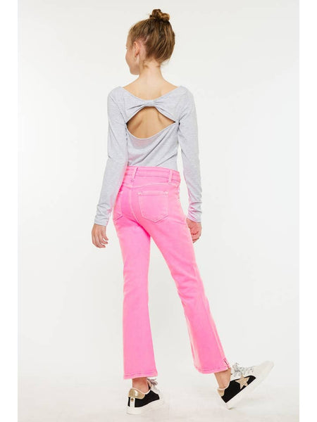 High Rise Kick Flare Jeans - Neon Pink