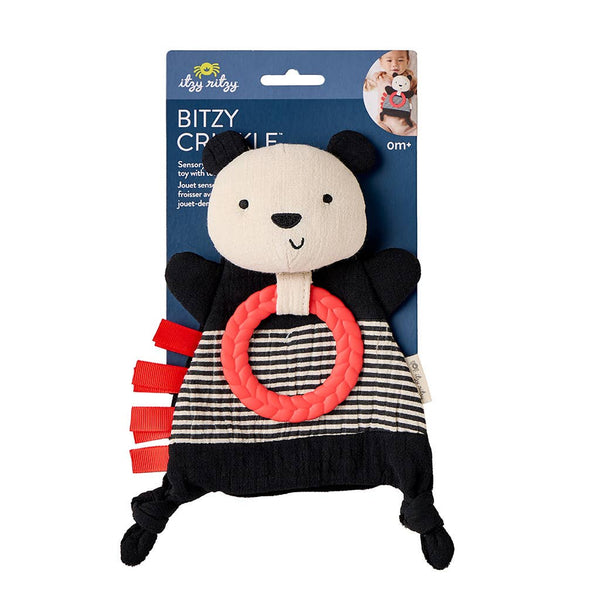 Bitzy Crinkle Sensory Toy With Teether - Panda