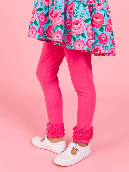 Bright Blossoms Knit Ruffle Tiered Tunic & Hot Pink Ruffle Leggings