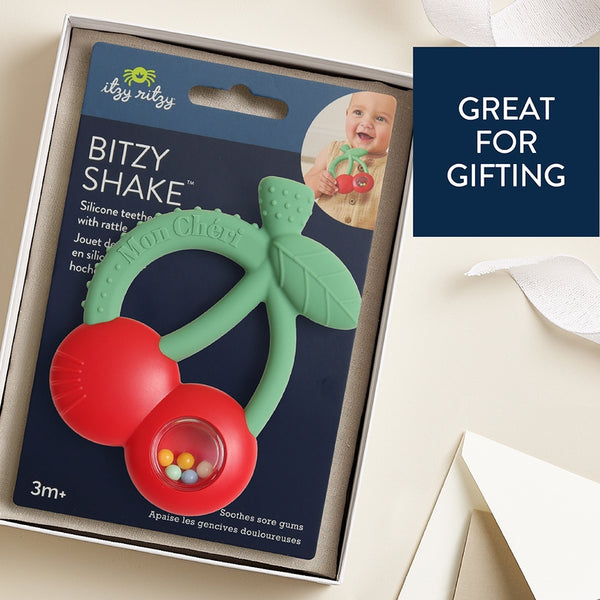 Itzy Bitzy Shake™ - Silicone Teether with Rattle - Cheeries