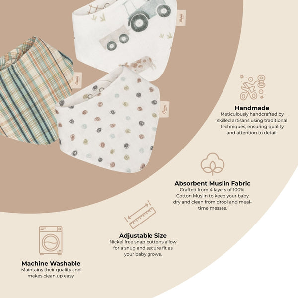 Charlie 3-pc. Farmhouse Tractor Bib Set