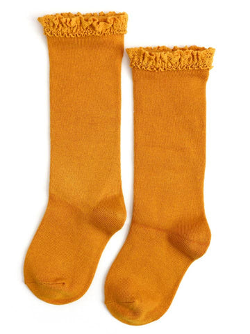 Lace Top Knee High Socks - Marigold