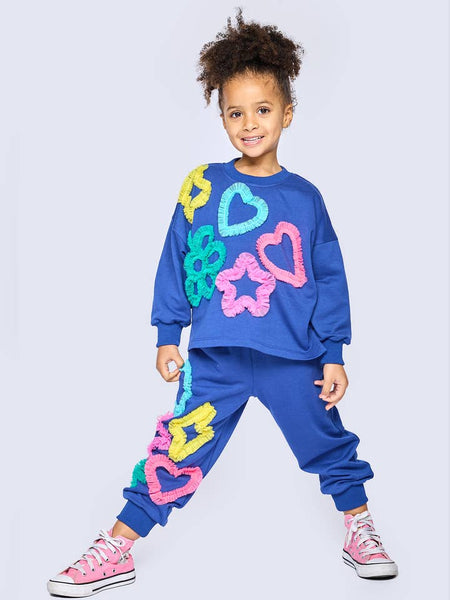 Mesh Heart, Star, Flower Detail Jogger Set