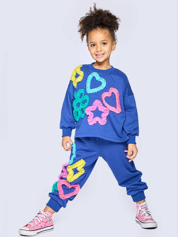 Mesh Heart, Star, Flower Detail Jogger Set