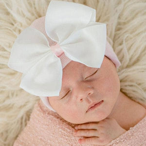 Ava Newborn Girl Hat White Bow