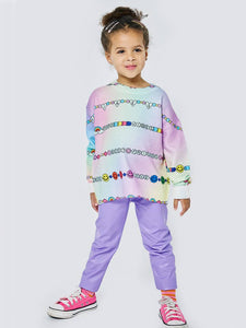 Friendship Bracelet Print Sweater Top-Multi Purple