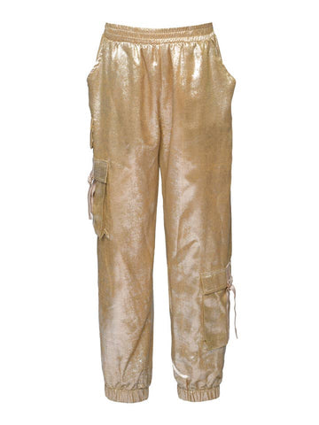 Metallic Cargo Pocket Jogger Pants