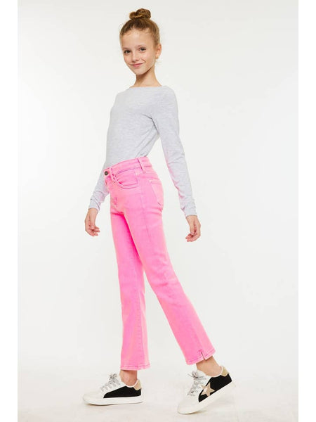 High Rise Kick Flare Jeans - Neon Pink