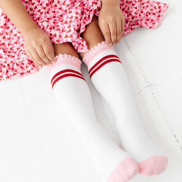 Cherry Stripe Lace Top Knee Highs