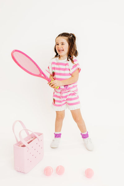 Pink Stripe Terry Cloth Strawberry Set