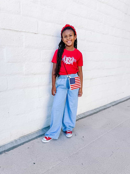 USA Floral Graphic Tee