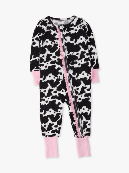 Moo Crew Convertible Ruffle One Piece Footie Pajama